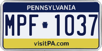 PA license plate MPF1037