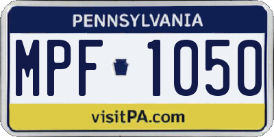 PA license plate MPF1050