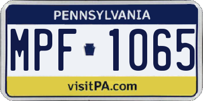 PA license plate MPF1065