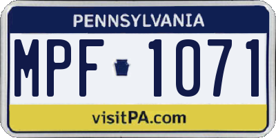 PA license plate MPF1071