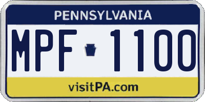 PA license plate MPF1100