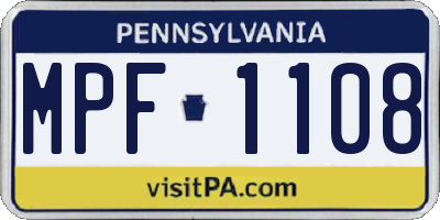 PA license plate MPF1108