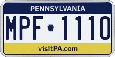 PA license plate MPF1110