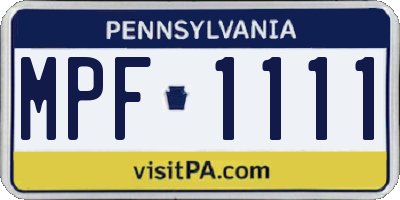 PA license plate MPF1111