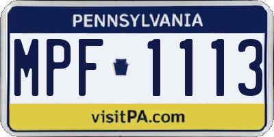 PA license plate MPF1113