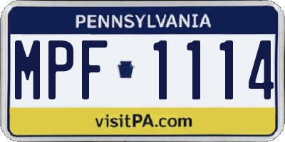 PA license plate MPF1114