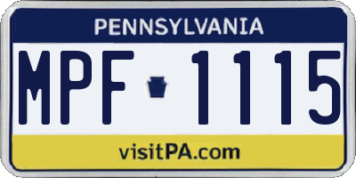 PA license plate MPF1115