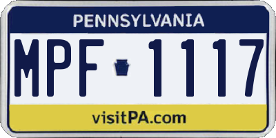 PA license plate MPF1117