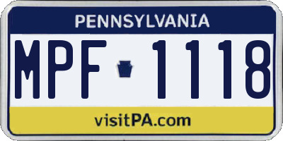 PA license plate MPF1118