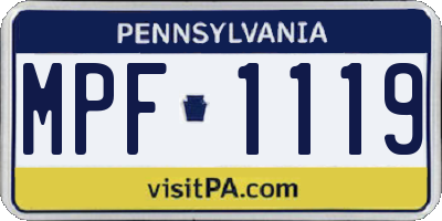 PA license plate MPF1119