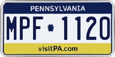 PA license plate MPF1120