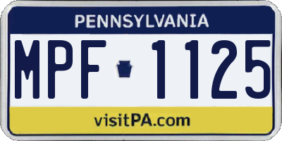 PA license plate MPF1125