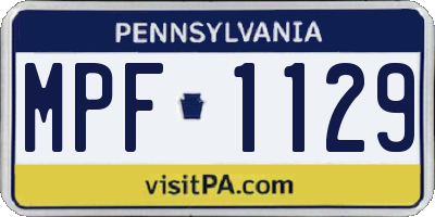 PA license plate MPF1129