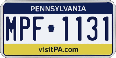 PA license plate MPF1131