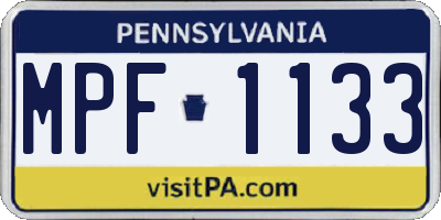 PA license plate MPF1133