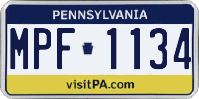 PA license plate MPF1134