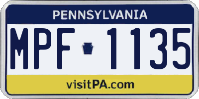 PA license plate MPF1135