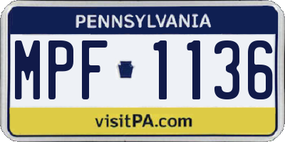 PA license plate MPF1136
