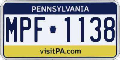 PA license plate MPF1138