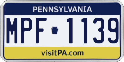 PA license plate MPF1139