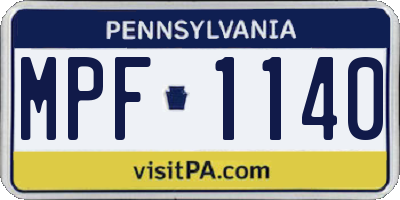PA license plate MPF1140
