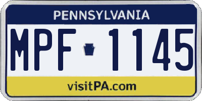 PA license plate MPF1145