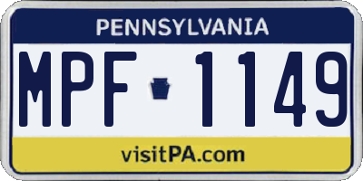 PA license plate MPF1149