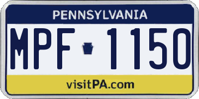 PA license plate MPF1150