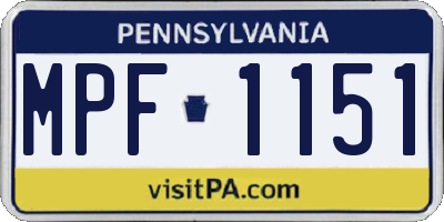 PA license plate MPF1151
