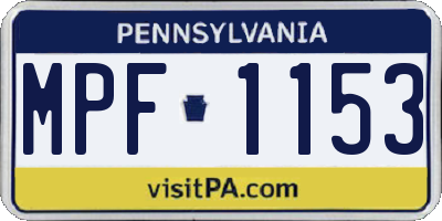 PA license plate MPF1153