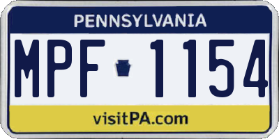 PA license plate MPF1154
