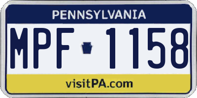 PA license plate MPF1158