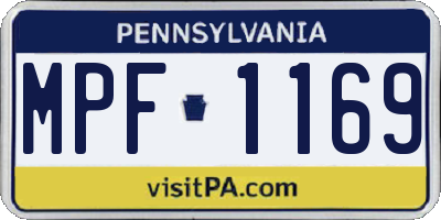 PA license plate MPF1169