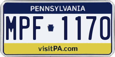 PA license plate MPF1170