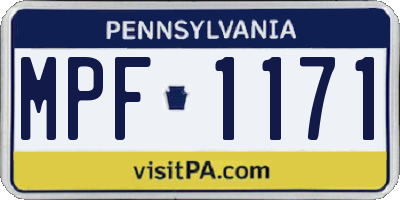 PA license plate MPF1171