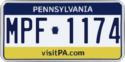 PA license plate MPF1174