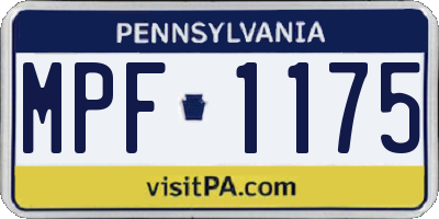 PA license plate MPF1175