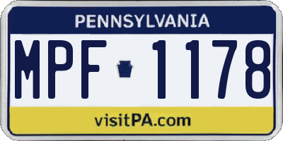 PA license plate MPF1178