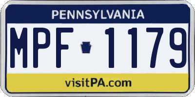 PA license plate MPF1179