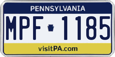 PA license plate MPF1185