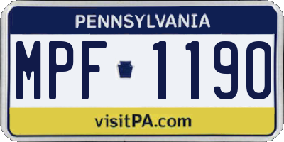 PA license plate MPF1190