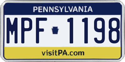 PA license plate MPF1198