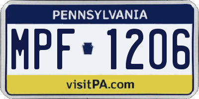 PA license plate MPF1206