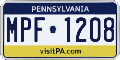 PA license plate MPF1208