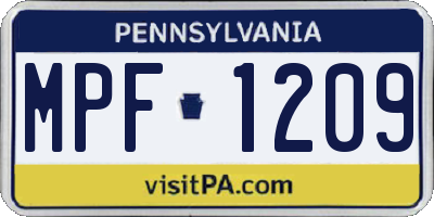 PA license plate MPF1209