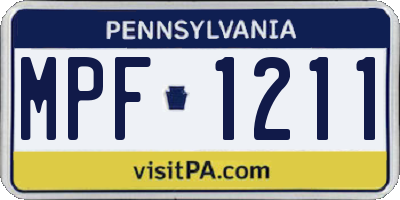 PA license plate MPF1211