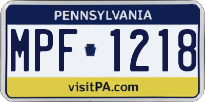 PA license plate MPF1218