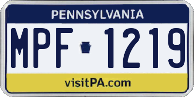 PA license plate MPF1219