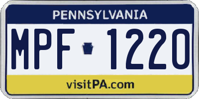 PA license plate MPF1220