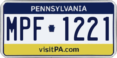 PA license plate MPF1221